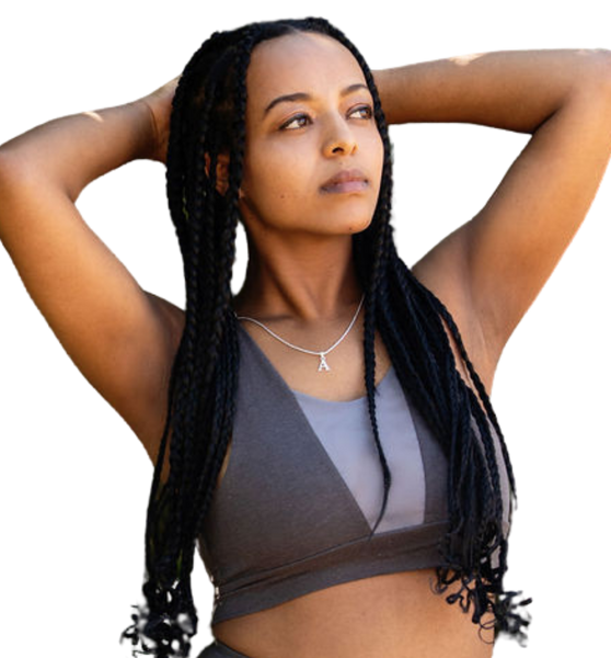 Hemp gray sports bra with mesh front