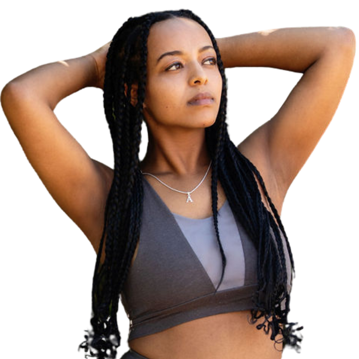 Hemp gray sports bra with mesh front